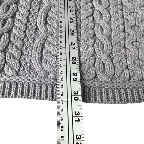 Aran Crafts Fisherman Sweater Women’s Small Gray Merino Wool Button Shawl New - Picture 9 of 9